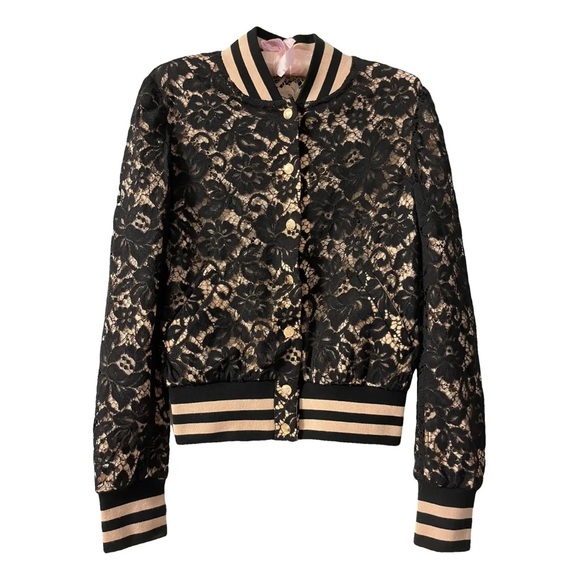 Agent Provocateur pink and black lace varsity jacket size 2 small - Picture 7 of 9